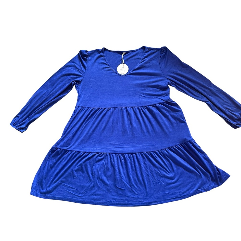 NWT ANRABESS Royal Blue Tiered V-Neck Mini Dress XXL